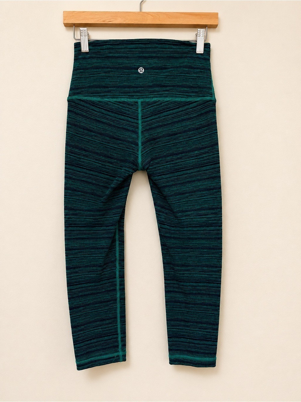 Lululemon Wunder Under Crop Leggings Green Space Dye Luon Size 6 - Picture 5 of 10